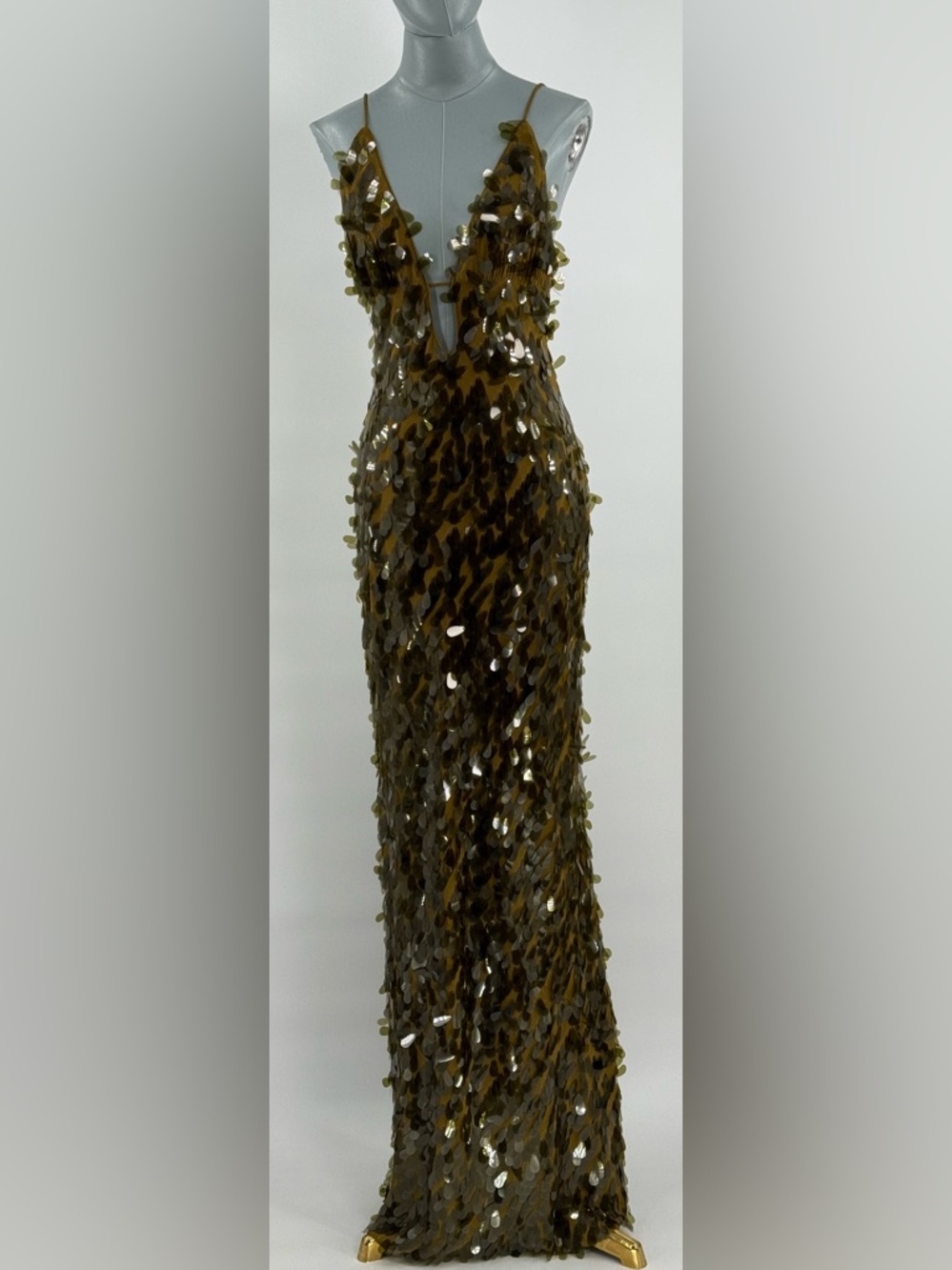 🆕 MISHA COLLECTION 🧿 NWOT Sapphire Sequins Maxi Dress, Olive - Sz L US 8 - Picture 12 of 16